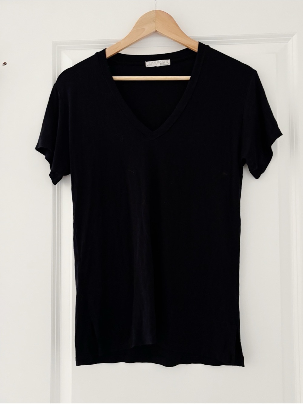 Joah Brown V-Neck Modal Tee Shirt Top Neutral Basic Minimalist Soft Small Medium